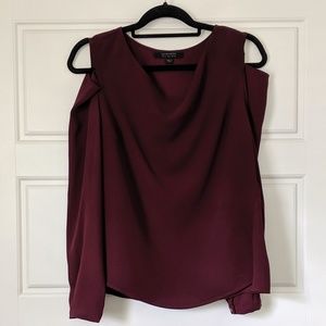 NWOT Allsaints Burgundy Cold Shoulder Blouse Sz 8